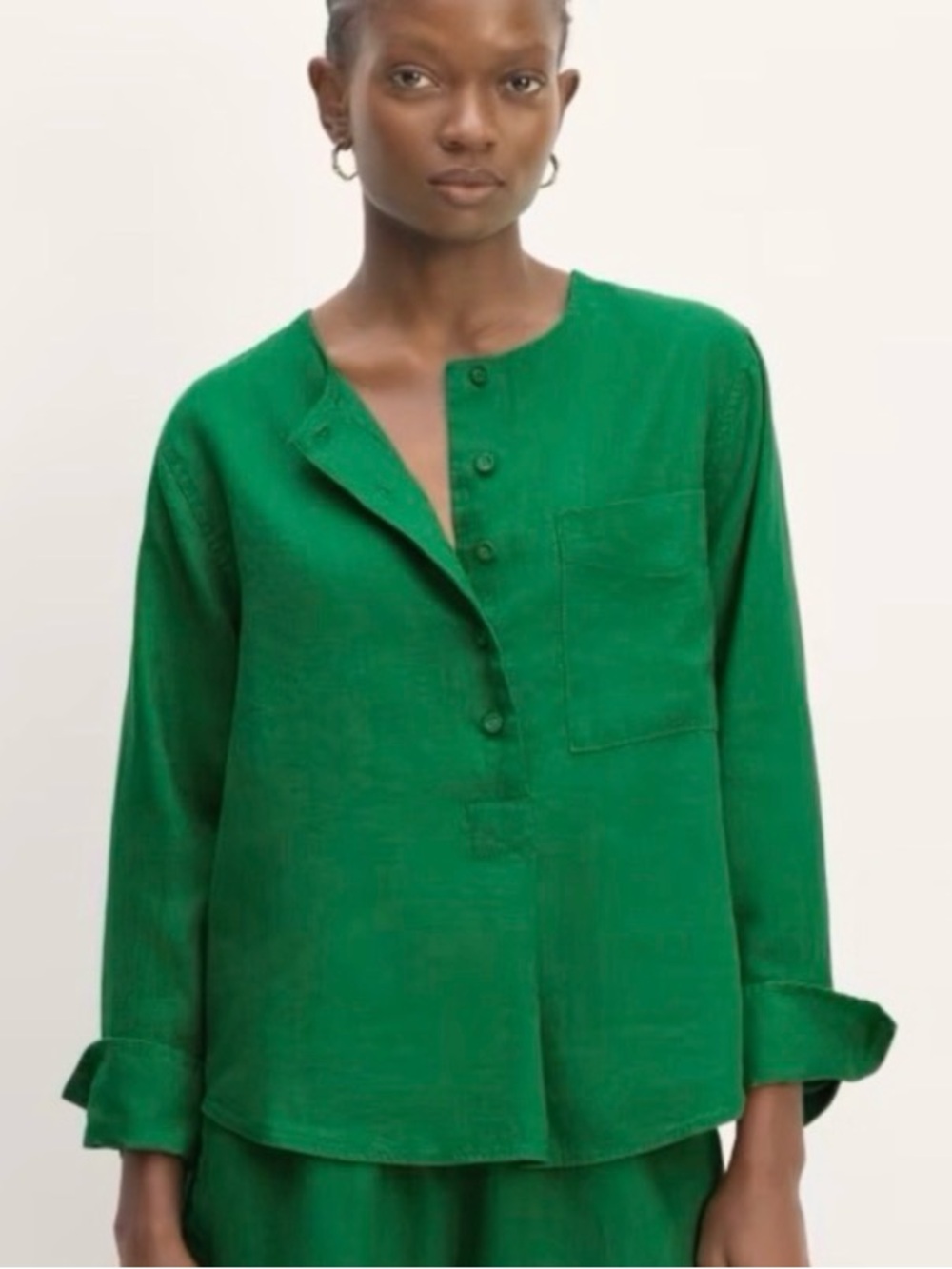 Everlane Green Grass Popover Shirt in Linen